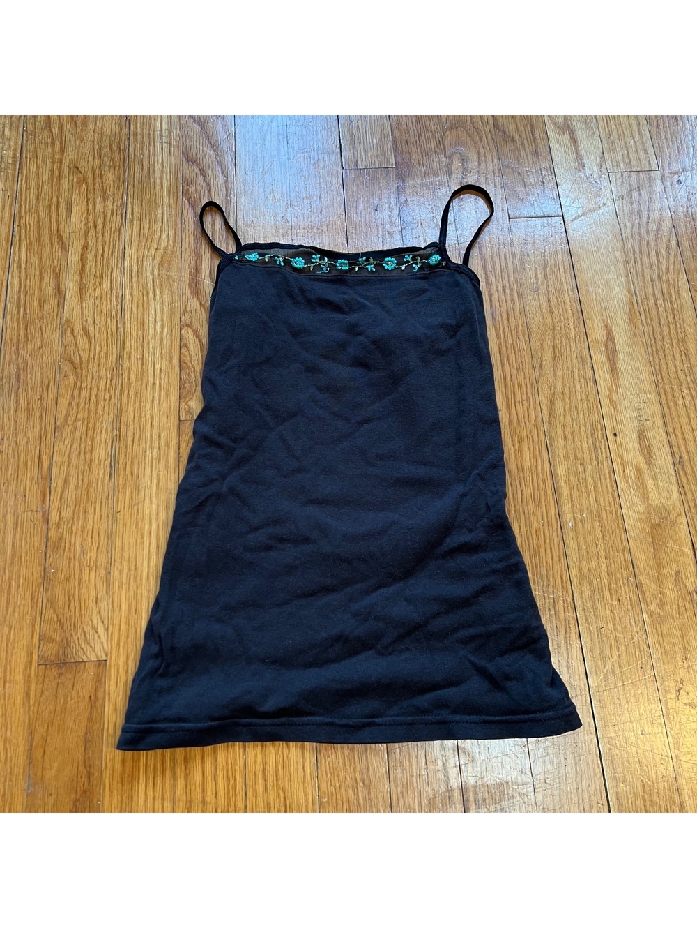 Vintage Y2K floral mesh trim tank top